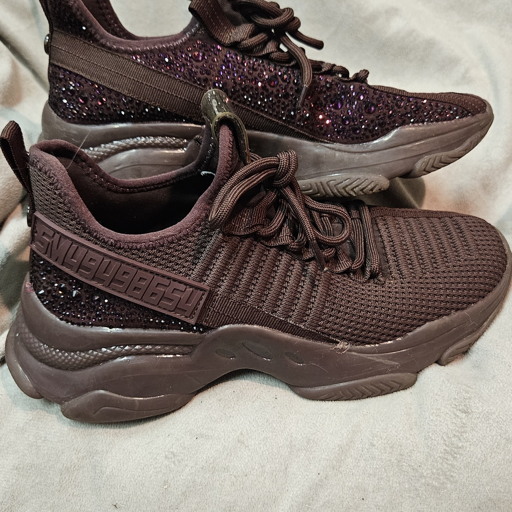 Steve Madden Women's Brown Knit Sneaker with Sparkle Detail